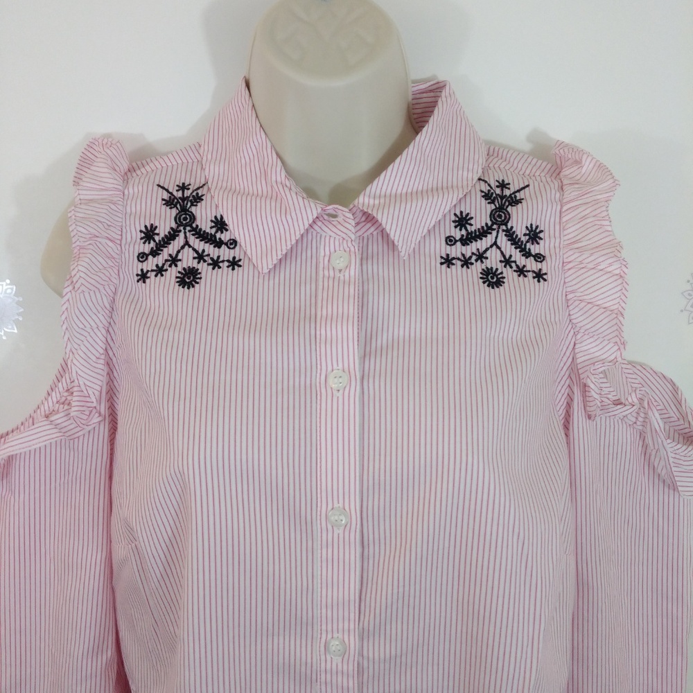 Nanette Lepore Medium Button Down Cold Shoulder - image 2